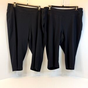 2 Pairs Catherines Black Yoga Capri Pants Straight-Leg Design Size 1XWP